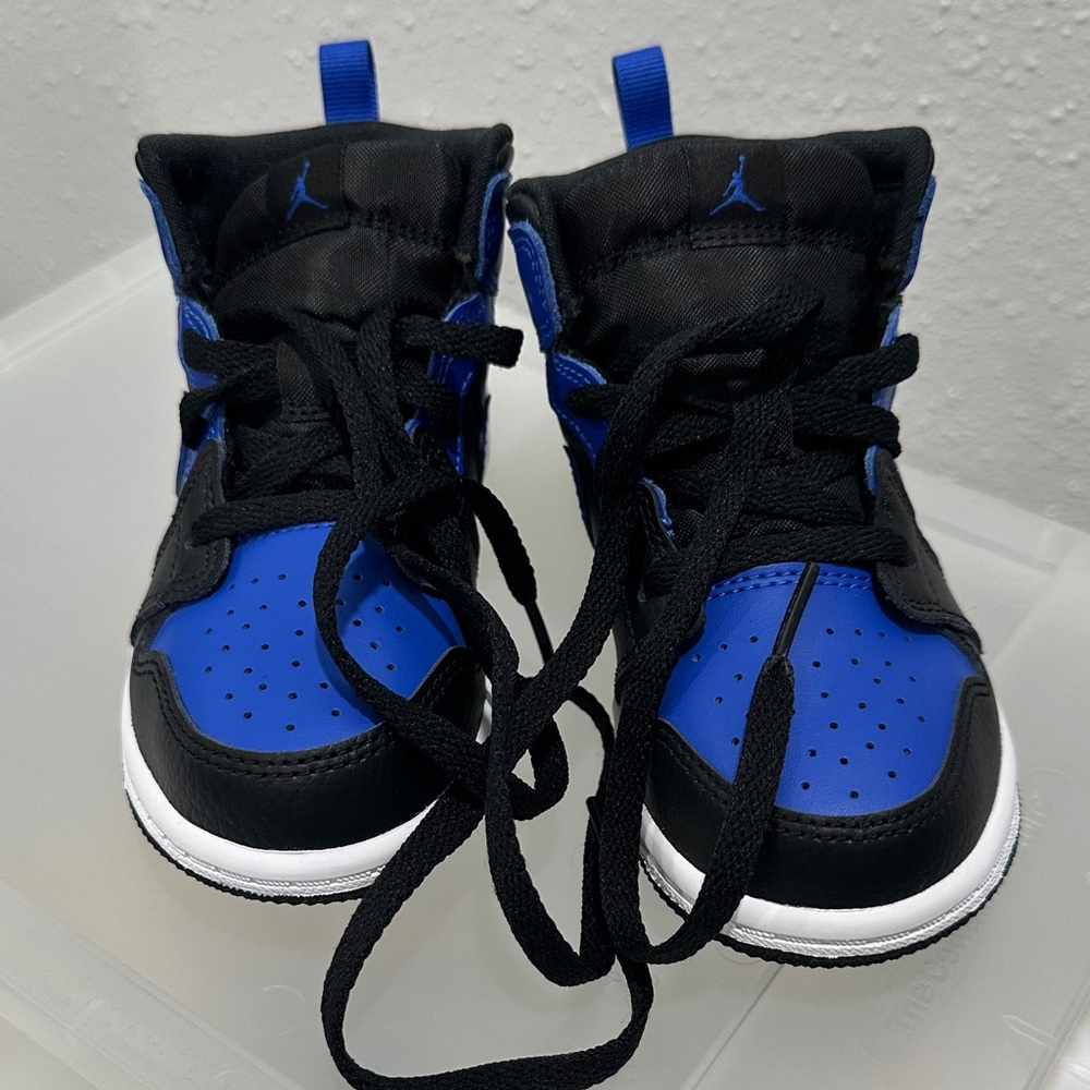 Nike Kids Black and Blue Sneakers - Toddler Boy or Girl Nike Jordans - Picture 2 of 5